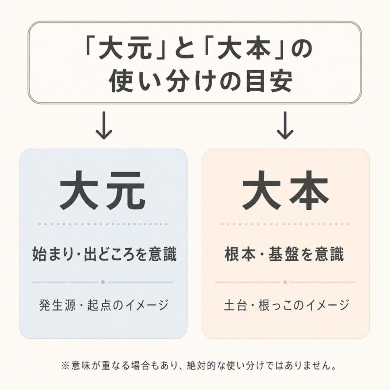 大元と大本の使い分けの目安