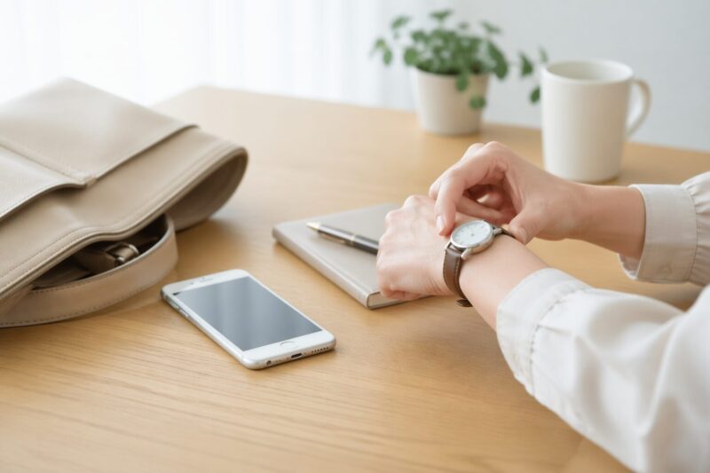 スマホで時間を確認している手元のイメージ