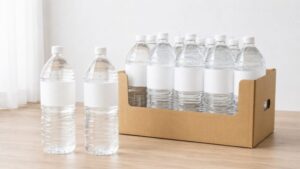 2Lペットボトルの水とケース入りペットボトルの重さイメージ