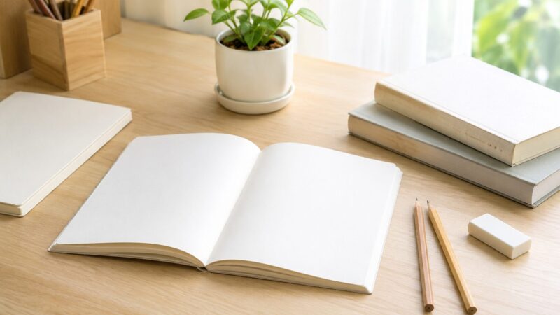 論述の書き方や構成を学ぶイメージのノートと鉛筆