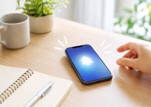 スマホのピロリン音や通知音の原因を確認するイメージ