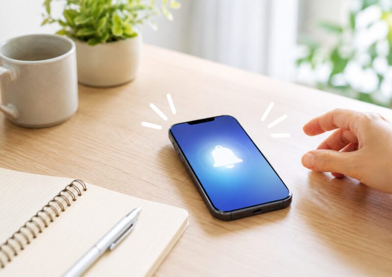 スマホのピロリン音や通知音の原因を確認するイメージ