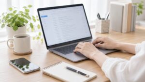 「追って」と「改めて」の違いを解説するビジネスメールのイメージ