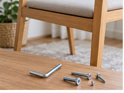 家具についてきた六角レンチと組み立て用のネジ