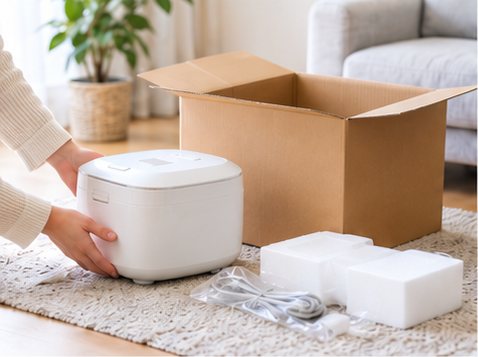 家電の箱を残すか捨てるか判断するイメージ